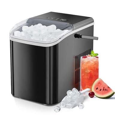 SMUG Ice Makers Countertop with Handle, Portable Ice Machine, 9 Bullet Ice Cubes in 6 Mins, 26lbs in 24Hrs, Auto-Cleaning, with Basket and Scoop, for Home, Kitchen, RV, Camping, Black - Image 1
