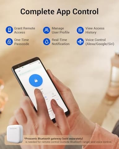 Proscenic L60 Smart Lock [Zinc Alloy IPX5 Weatherproof] Fingerprint Keyless Entry Door Locks for Front Door, Electronic Digital Deadbolt with App Control, Keypad Code, 2 Keys & Fobs, 1-Year Battery - Image 6