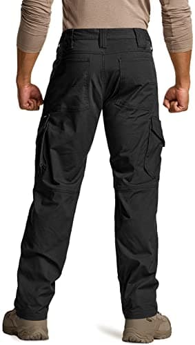 CQR Men's Flex Ripstop Tactical Pants, Water Resistant Stretch Cargo Pants, Lightweight EDC Hiking Work Pants, Dura Flex Mag Pocket Black, 32W x 34L - Image 2
