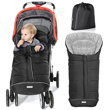 Orzbow Warm Bunting Bag Universal, Stroller Sleeping Bag Cold Weather, Waterproof Toddler Footmuff (Black, Large) - Image 1