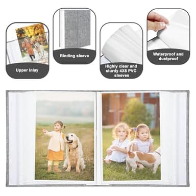 HenPisen Photo Album 4x6 100 Pockets, Linen Cover Top Loader Vertical, Slip-in Picture Grey Pockets Albums for Wedding, Family, Anniversary, Baby, Vacation - Image 5