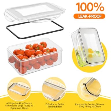 52 PCS Food Storage Containers with Lids Airtight (26 Lids & 26 Containers)- Reusable Plastic Leakproof Meal-Prep Container for Kitchen Storage Organization Microwave/Dishwasher Safe with Labels & Pen - Image 3