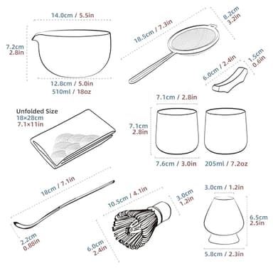 TEANAGOO Matcha Set Matcha Whisky Matcha Bowl with Versing Spout Scoop Matcha Whisk Holder Tea Making Kit. 1 Japanese Tea Set (7 Pieces) + 2 Cups (7.2 oz), S11, Gradient Pink, Color Box Packing - Image 2