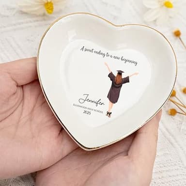 IZI POD Personalized Graduation Jewelry Dish, A Sweet Ending to a New Beginning, Graduation Senior Class of 2025, Gifts for Her, Women, Best Friends /1 - Image 3
