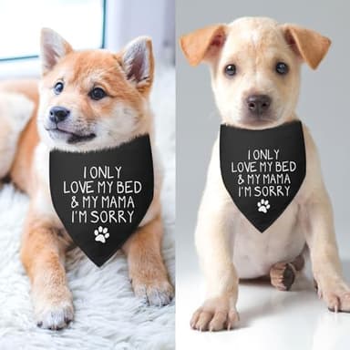 I Only Love My Bed and My Mama Puppy Dog Scarf I Love My Mom Dog Bandana Funny Cute Black Dog Bandana Photo Prop Pet Scarf Accessories for Pet Dog Lovers Dog Mom Gifts - Image 3