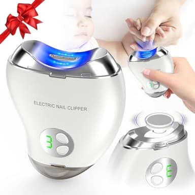 Automatic Electric Nail Clipper, 2 in 1 Baby Nail Trimmer with LED Light & Storage Box, Rechargeable Portable Fingernail Cutter with 3 Speed Gears, Safe Nail File for Baby, Kids, Adults - Image 1