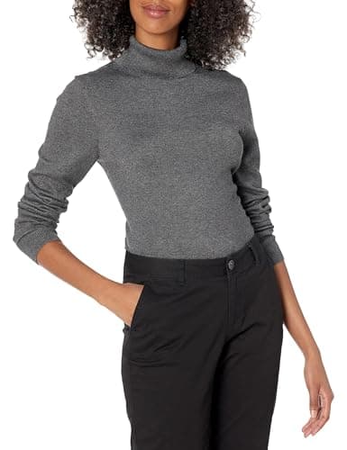 Amazon Essentials Women's Classic-Fit Lightweight Long-Sleeve Turtleneck Sweater (Available in Plus Size), Charcoal Heather, X-Large - Image 1