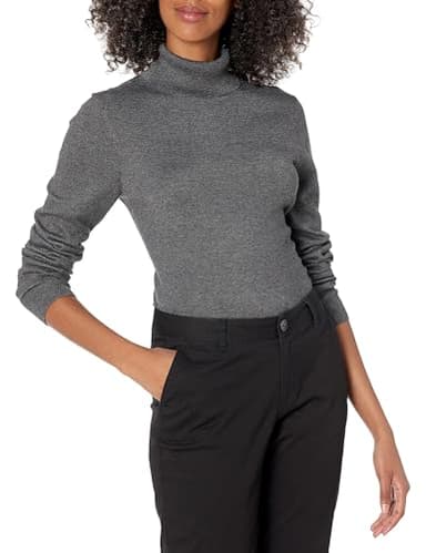 Amazon Essentials Women's Classic-Fit Lightweight Long-Sleeve Turtleneck Sweater (Available in Plus Size), Charcoal Heather, X-Large - Image 1