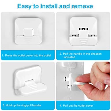Mom's Choice Gold Awards Winner - Outlet Covers with Hidden Pull Handle Baby Proofing Plug Covers (45 Pack) 3-Prong Child Safety Socket Covers Electrical Outlet Protectors Kid Proof Outlet Cap - Image 7