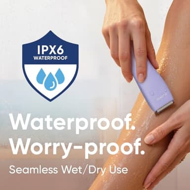 BAREWIZE Bikini Trimmer for Women, Legs & Pubic Hair Trimmer | Waterproof, Type-C Rechargeable, LED Light, Replaceable Blade, Electric Razors for Women, Womens Body Shaver (Lilac Purple) - Image 3