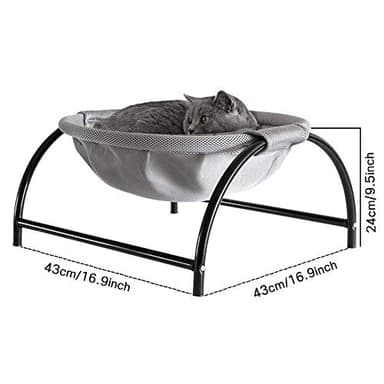 JUNSPOW Cat Bed Dog/Pet Hammock Bed Free-Standing Kitty Sleeping Cat Supplies Pet Supplies Whole Wash Stable & Breathable Easy Assembly Indoors Outdoors, 16.9 in x 16.9 in x 9.5 in - Image 4