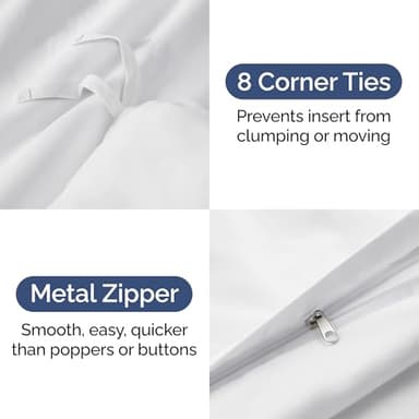 Duvet Cover Twin/Twin XL Size Set - Extra Soft Duvet Cover 68 x 90 with 1 Pillow Sham - Hotel Luxury, Easy Care and Fade Free with Zipper Closures & Ties - Comfy, Cozy Breathable Bedding Set (White) - Image 4