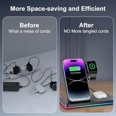Wireless Charger 3 in 1 Charging Station lPhone Fast Foldable Charging Stand for Apple Multiple Devices with an 18 W Quick Charger for lPhone 16/15/14/13 Pro Max Apple Watch AriPods Pro 2 - Image 5