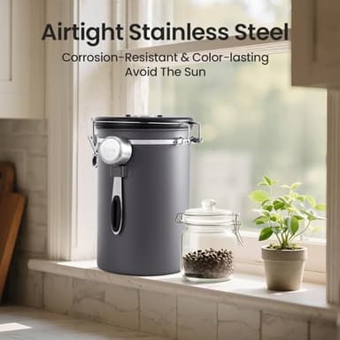 Veken Coffee Canister, 39OZ Large, Airtight Stainless Steel Food Storage Container for 2.2lbs Coffee Beans, Ground, Sugar, Tea, Flour, Cereal, Kitchen Bar Accessories with Date Tracker & Scoop, Gray - Image 6