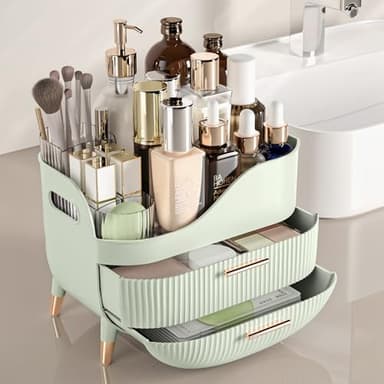 Pajiriona Makeup Organizer with Drawers,Skincare Organizer for Vanity,Storage Box with Handle,Large Cosmetic Display case for Dresser, Bathroom Countertop - Image 2
