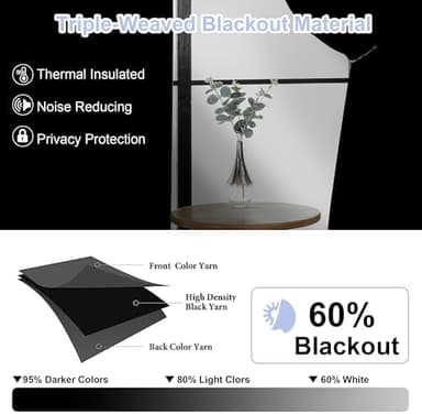 Simplebrand Ava Natural Blackout Curtains for Bedroom 63 Inch Length 2 Panels Set, Solid Thermal Insulated Energy Saving Rod Pocket Window Treatment Curtains Blackout Drapes, W40 x L63 Inch, Natural - Image 3