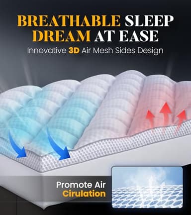 3 Inch Ultra-Fluffy Memory Foam Mattress Topper King for Back Pain, Extra Soft Pillow Top King Mattress Topper with 4X Support, Mattress Pad with Breathable Air Mesh Sides, 6-21'' Deep Pocket - Image 4