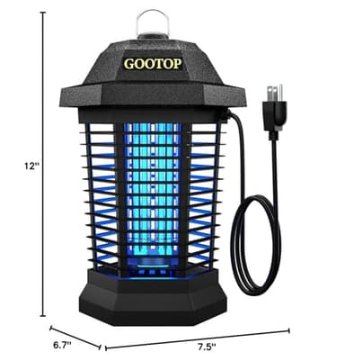 GOOTOP Bug Zapper Outdoor, Mosquito Zapper, 3 Prong Plug in Electric Fly Zapper, Mosquito Killer, Fly Traps, Flying Insects Zapper Indoor Outdoor 90-130V, 4200V, ABS Plastic Outer (Black) - Image 8