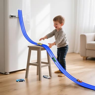 KETIEE Flex Tracks 16Ft for Kids: Flexible Race Car Ramp Track with 4 Small Racecars and 8 Suction Cups Compatible with Hot Wheels and Diecast 1/64th Cars, Rolls Up Portable Racetrack for Ages 3 & Up - Image 9