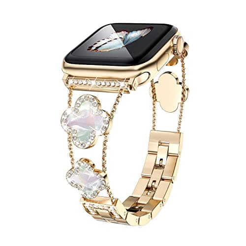 38/40/41/42 mm(Series 10) cool woman chain metal smartwatch strap compatible with Apple Watch Band Series 10/9/8/7/6/SE/5/4 adjustable replacement watch bracelet for Iwatch gold Watch Band - Image 1