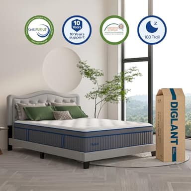 DIGLANT 14 Inch Queen Plush Hybrid Mattress with Gel Memory Foam for Cooling Sleep, 7-Zoned Individual Pocket Springs for Pressure Relief, Queen Size Supportive Mattresses in Box - Image 6