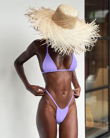 XUNYU Thong Bikini Sets for Women - Brazilian Micro String Bikinis Sexy Two Piece Swimsuit Triangle Top Halter Bathing Suits - Image 7