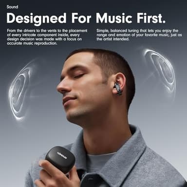 Yomdud Ultra Open Ear Earbuds Bluetooth 5.4,Wireless Clip On Earbuds Sound Quality Clear,Lightweight and Comfortable Design,Stable Fit,42 Hours of Play Time Black - Image 6