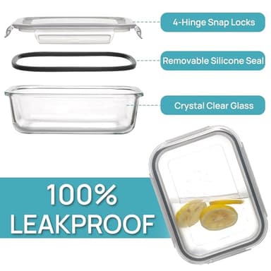 Vtopmart 5Pack 22oz Glass Storage Containers with Lids, Glass Meal Prep Food Container Sets with Snap Airtight Lids for Microwave, Oven, Freezer and Dishwasher - Image 6