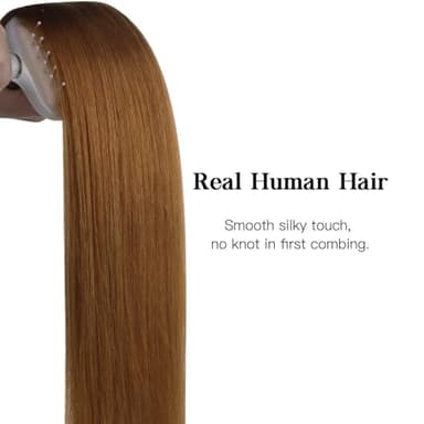 HOTBANANA Human Hair Clip in Hair Extensions, Copper 120g Clip in Hair Extensions Real Human Hair Straight Remy Hair Clip in Hair Extensions 18 Inch 7pcs - Image 5