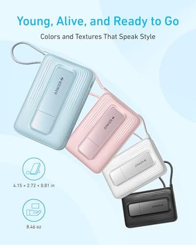Anker Zolo Magnetic Power Bank, 10,000mAh Wireless Portable Charger with 30W Max Fast Charging, Battery Pack with Built-in USB-C Cable and Adjustable Stand, for iPhone 16/15 Series, AirPods, and More - Image 6
