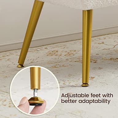Yaheetech Modern Ottoman Bench Boucle Bench Upholstered Footrest for Living Room with Gold Metal Legs and Padded Seat Ivory - Image 7