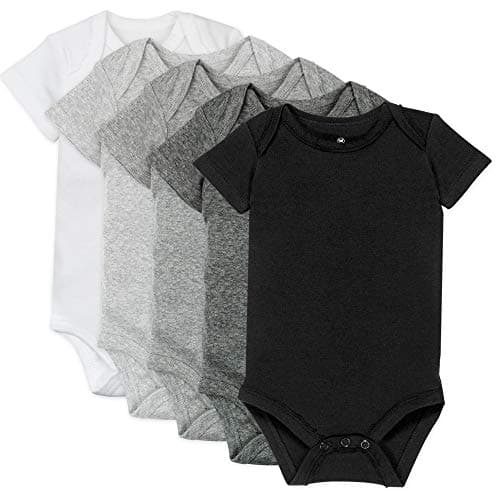 HonestBaby Baby Girls Organic Cotton Short Sleeve Bodysuits Multipack And Toddler T-Shirt Set, 5-pack Gray Ombre, 6-9 Months US - Image 1