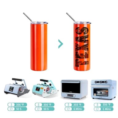 PYD Life 8 Pack 20 OZ Neon Skinny Tumbler Sublimation Blanks Straight Stainless Steel Tumblers for Tumbler Press Machine Sublimation Oven Printing (20 OZ, Neon Orange) - Image 4