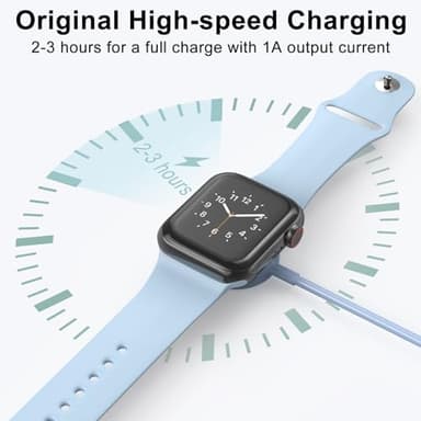 2Pack Blue for Apple Watch Charger USB Magnetic Wireless Fast iWatch Charger Portable Compatible with iWatch Ultra/Series 9/8/7/6/SE/SE2/5/4/3/2/1-[3.3FT] - Image 6