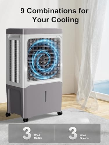 Uthfy Swamp Cooler, 2800 CFM Evaporative Air Cooler with 7 Gal Water Tank, Remote Control, 12 H Timer, 120° Oscillation, 3 Speed, Portable Air Conditioners Cooling Fan for Room, Patio, Garage, 36 Inch - Image 2