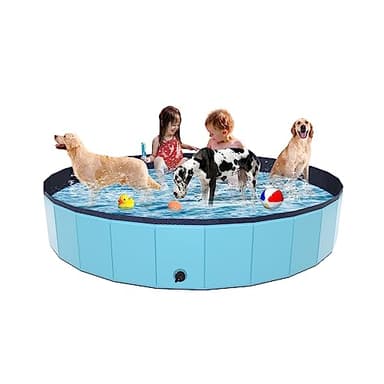 Foldable Dog Pool, YSJILIDE Portable PVC Dog Pet Swimming Pool, Collapsible Plastic Dog Bath for for Large Medium Small Dogs & Kids (71 x 12), Blue - Image 1