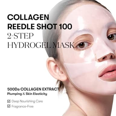 VT COSMETICS Collagen Reedle Shot 100 2-Step Hydrogel Mask(34.5gx4ea), Intensive Firming, Exosome 500Da Collagen, Fine Lines, Overnight Melting Mask, Korean Facial Mask, Pink Collagen - Image 2