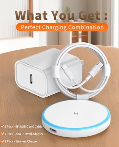 Magnetic Wireless Charger for iPhone 16 15 14 13 12 Series/AirPods 3/2/Pro 2/Pro - with 20W Power Adapter, 15W Wireless Mag-Safe Charging Pad and 6 FT USB-C to C Cable - Image 7