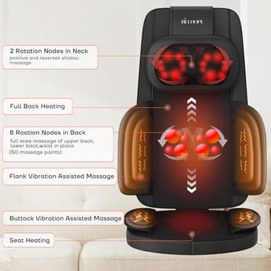 Shiatsu Neck and Back Massager with Heat, 4D Kneading Back Massager for Pain Relief Deep Tissue, Comfortable Back Massage for Chair, Massager for Home Office, Christmas Gifts for Women Men Parents - Image 4