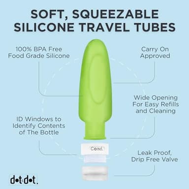 Dot&Dot Leak Proof Travel Bottles - TSA Approved 3oz Silicone Toiletries Travel Shampoo & Conditioner Containers with Labels - Image 3