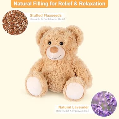 SuzziPals Teddy Bear Stuffed Animals, Microwavable Stuffed Animal Heating Pads for Heat Therapy, Stress Relief Toy for Anxiety, Cuddle, Companion, Bear Plush Gifts for Girls Boys Adults - Image 3