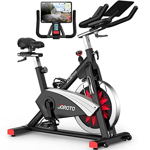 JOROTO X2PRO Bluetooth Exercise Bike, Stationary Indoor Cycling Bike with Readable 100 Levels Magnetic Resistance, Plus 12.6 inch Tablet Bracket - Image 1