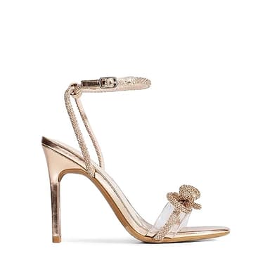 Dream Pairs Women's Double Bowknots Crystal Sandals Clear Slingback Heels Square Toe Shoes for Party Wedding,Size 7.5,Champagne,SDHS2389W - Image 3