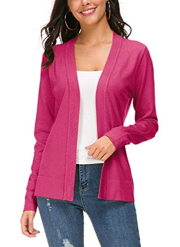 EXCHIC Women's Long Sleeve Open Front Cardigan Sweater Lightweight Casual Knit Sweaters (Rose, X-Large) - Image 1