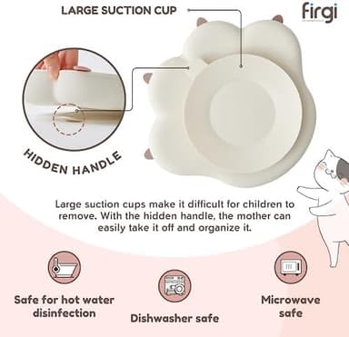 MEOW Dry Rose Divided Silicone Toddler Suction Plates Non-Slip Silicon Plate for Baby Led Weaning Supplies BPA Free Travel Non-Toxic Kids Tray with Suction - Image 5