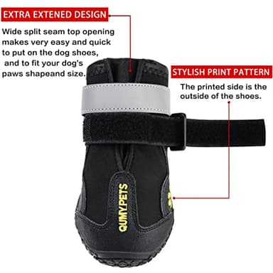 QUMY Dog Shoes for Large Dogs, Medium Dog Boots & Paw Protectors for Winter Snowy Day, Summer Hot Pavement, Water-Resistant in Rainy Weather, Outdoor Walking, Indoor Hardfloors Skid-Resistant Sole - Image 3