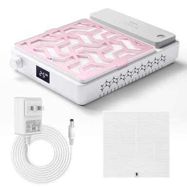 Makartt Nail Dust Collector - Rechargeable Ultra Thin Portable Dust Collector DUSTINA with Digital Display Silicone Wrist Rest and Reusable Filter for Nail Tech Acrylic Gel Polishing - Image 1