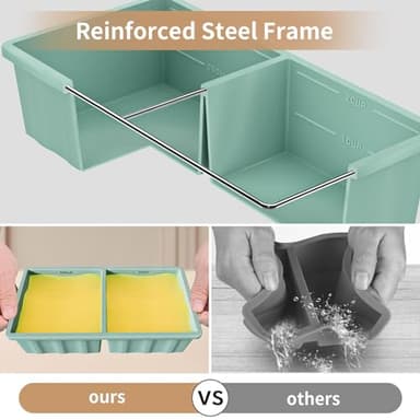 Silicone Freezer Tray for Soup Ice Cubes: 2-Cup Freezing Tray with Lid for Meal Prep - 2Pack Silicon Soup Portion Freeze Trays Make Stock Souped Ice Cube - Image 3