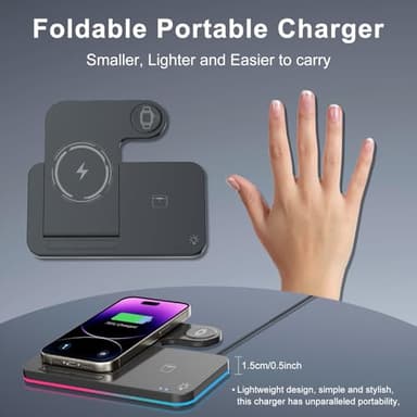 Wireless Charger 3 in 1 Charging Station lPhone Fast Foldable Charging Stand for Apple Multiple Devices with an 18 W Quick Charger for lPhone 16/15/14/13 Pro Max Apple Watch AriPods Pro 2 - Image 4
