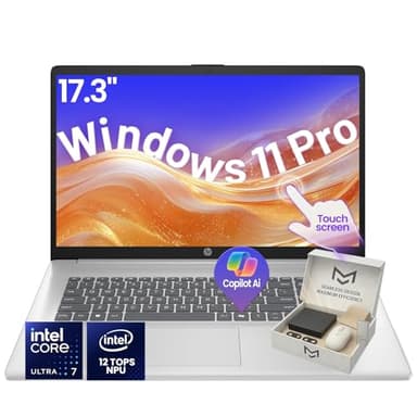 HP 17-inch Touchscreen AI Laptop - Intel Ultra 7 255U · 12 NPU Tops · Next-Gen Business Optimized Copilot · HD+ Display · Backlit KB · Privacy Camera · Win 11 Pro · w/Accessory (64GB DDR5 | 2TB SSD) - Image 1